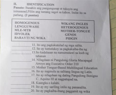 identification in Tagalog .